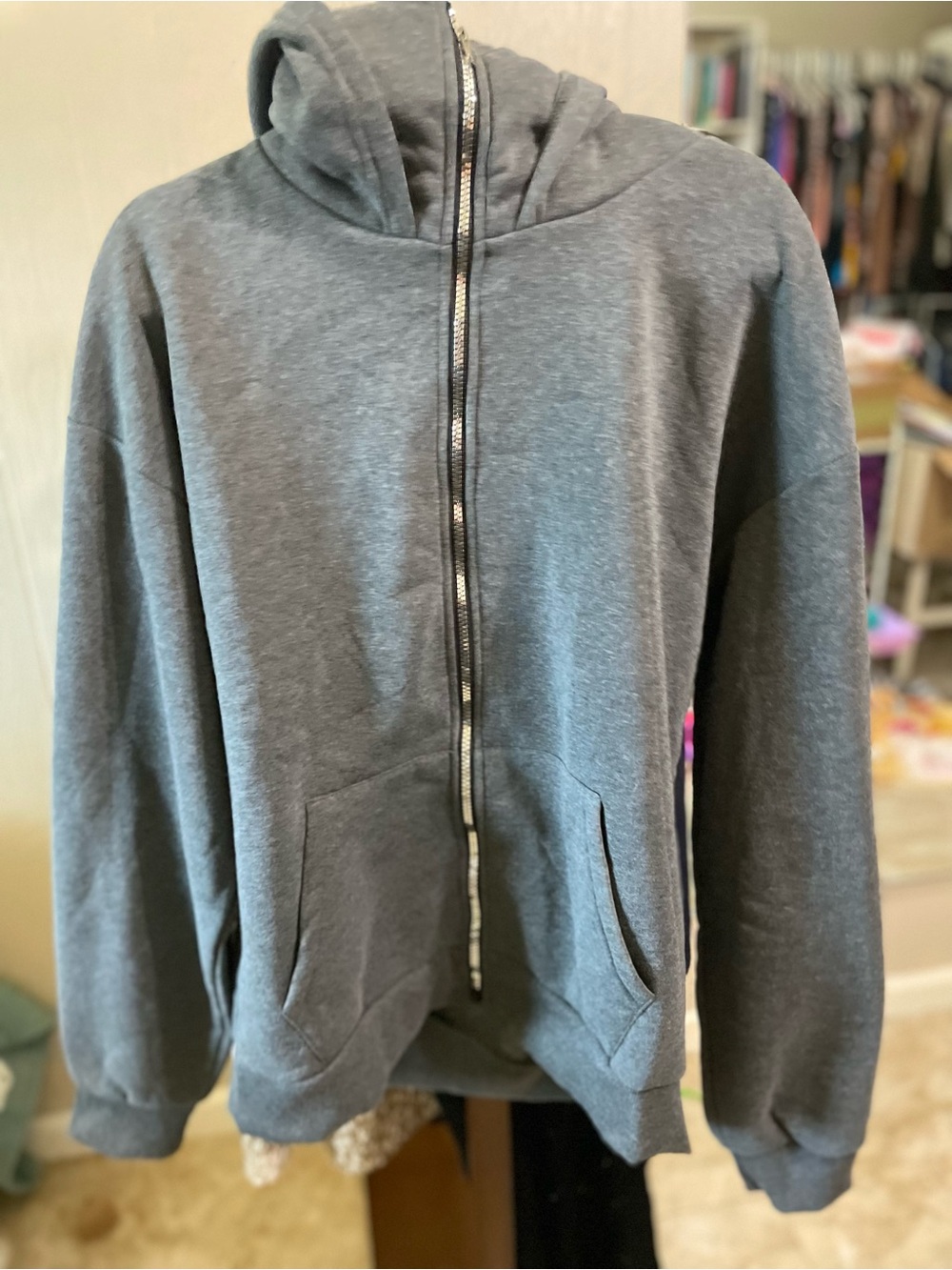 Men's Gray Full-Zip Hoodie Sweatshirt